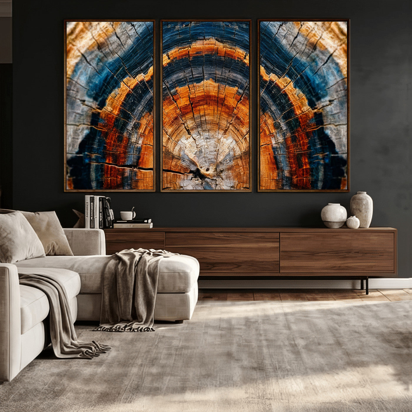 Abstract Wood Grain Canvas Print, Tree Ring Pattern Wall