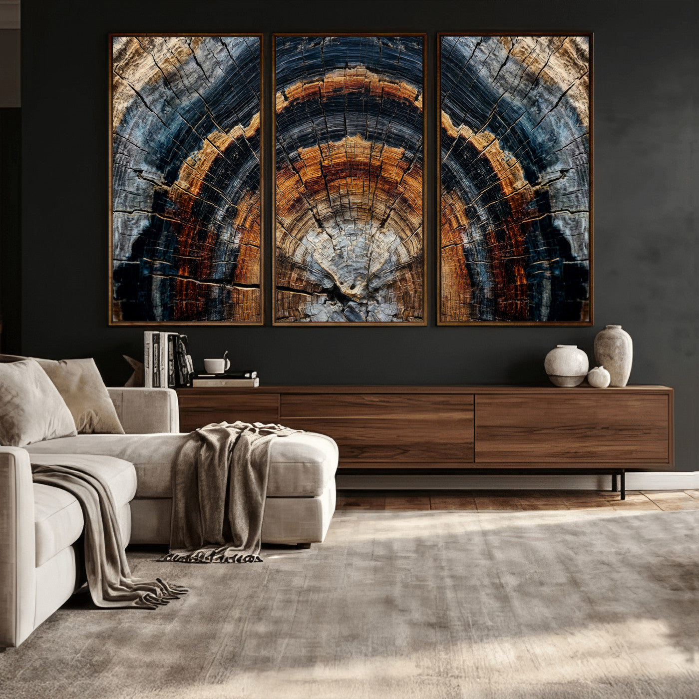 Abstract Wood Grain Canvas Print, Tree Ring Pattern Wall