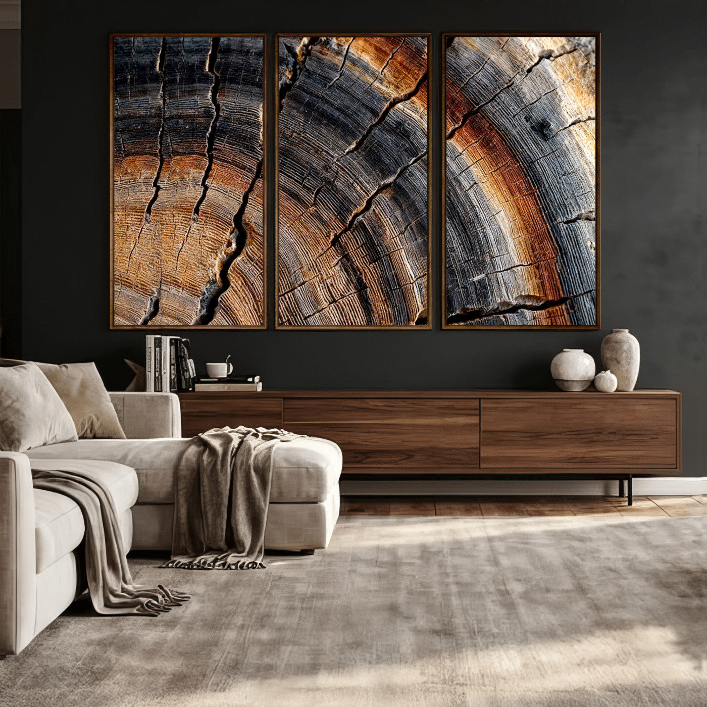 Abstract Tree Ring Wall Art Print – Natural Rustic Wood