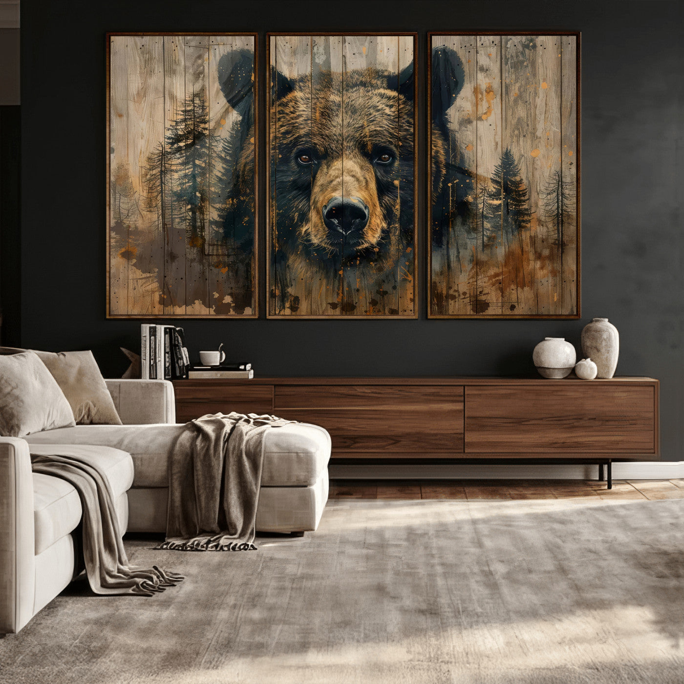 Abstract 399 Bear Wall Art | Rustic Cabin Wall Decor with
