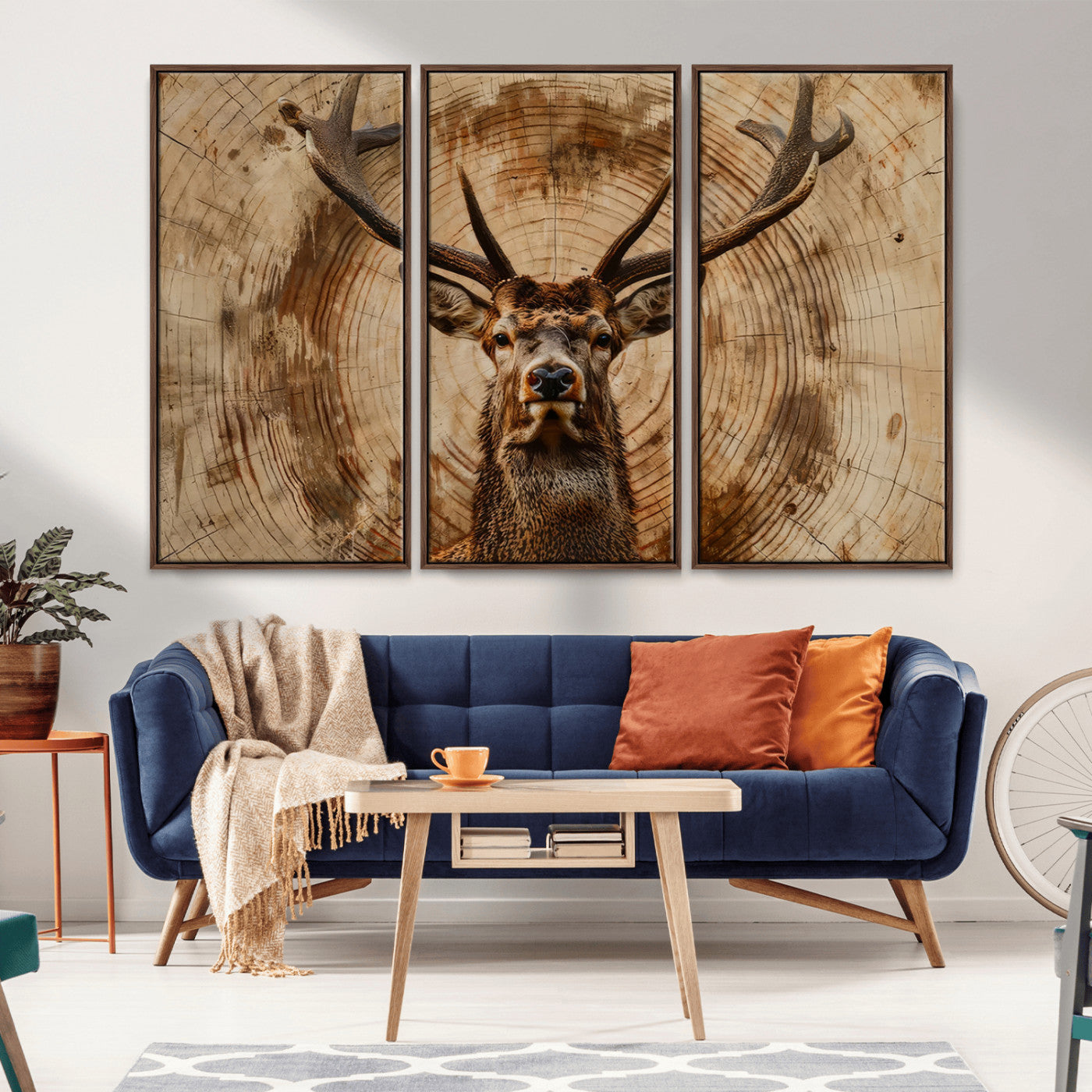 Wood Abstract Deer Wall Art | Rustic Wildlife Canvas Print |