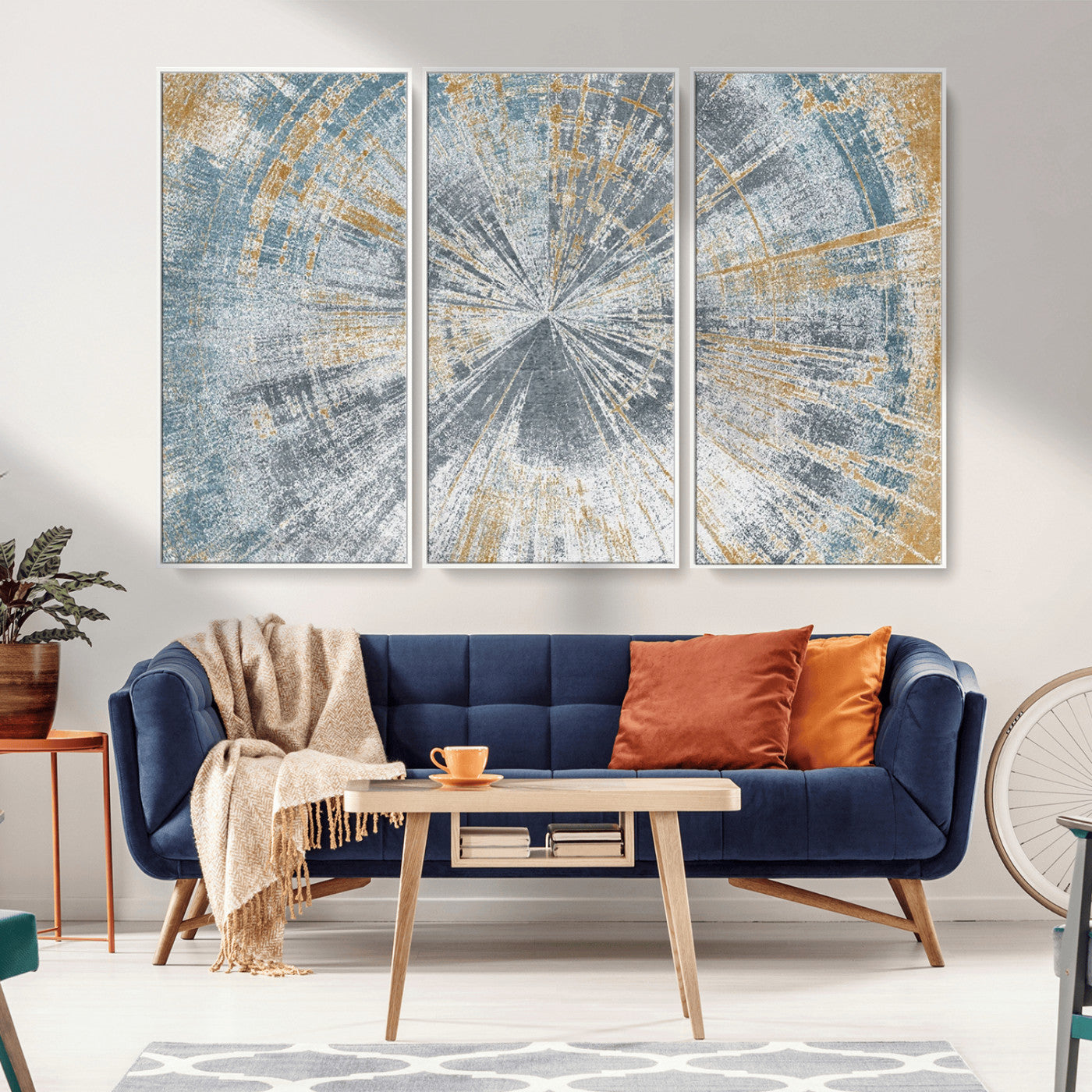 Radiant Abstract Wood Rings Canvas Art – Modern Triptych