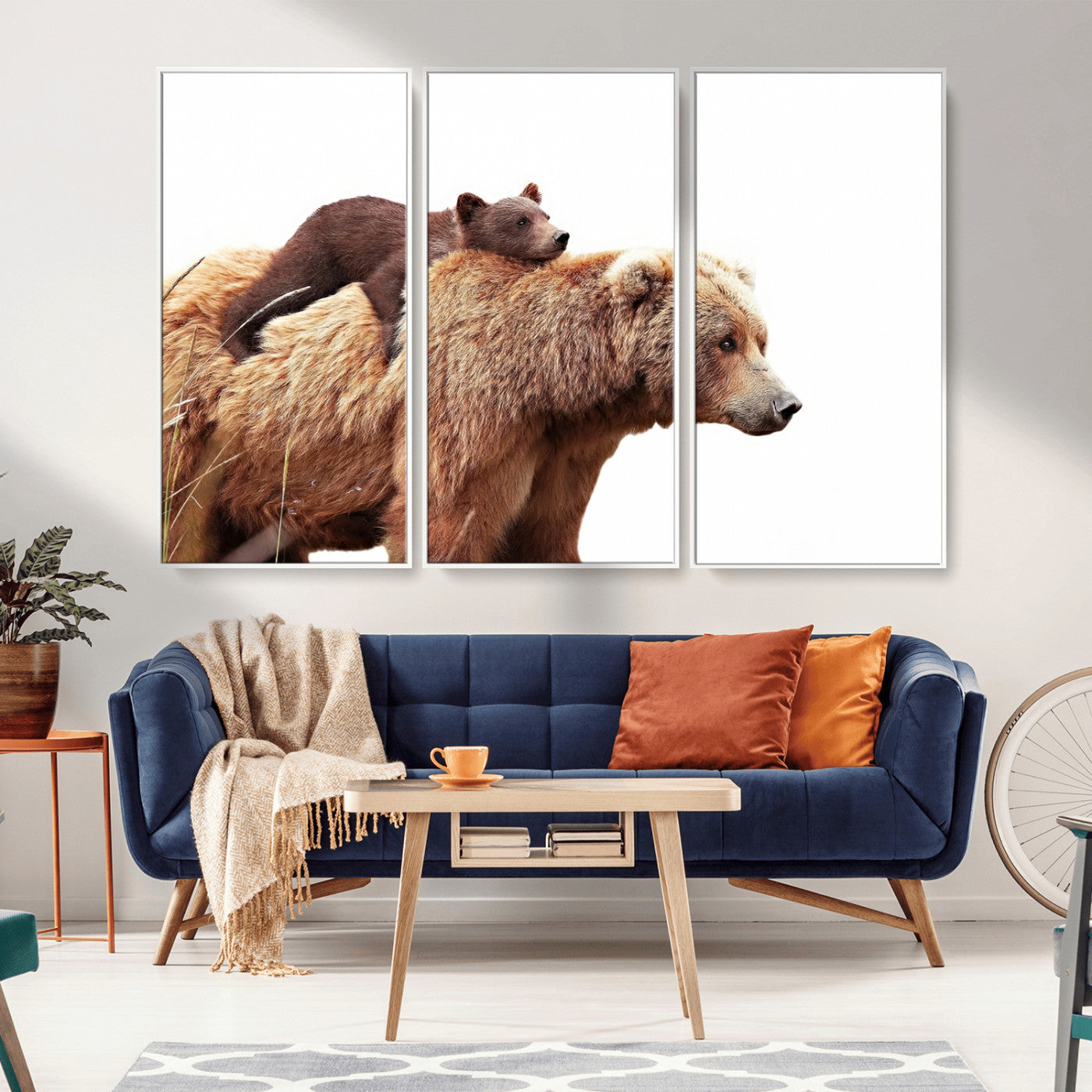 Mother and Baby Bear Canvas Wall Art - Adorable Wildlife