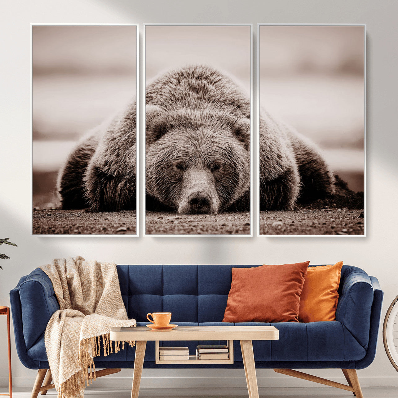Grizzly Bear Wall Art Print - Bear Canvas Wall Art - Rustic