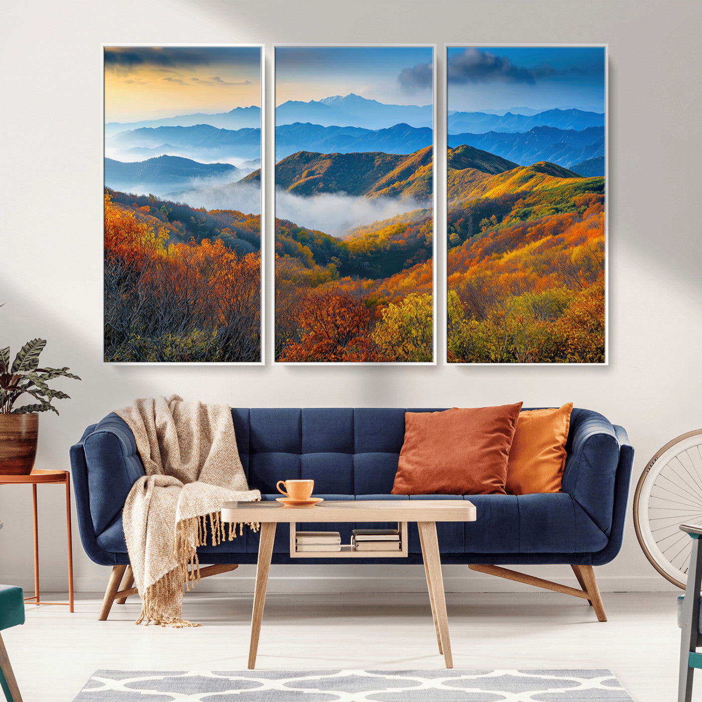 Autumn Mountains Wall Art, Vibrant Fall Foliage Landscape