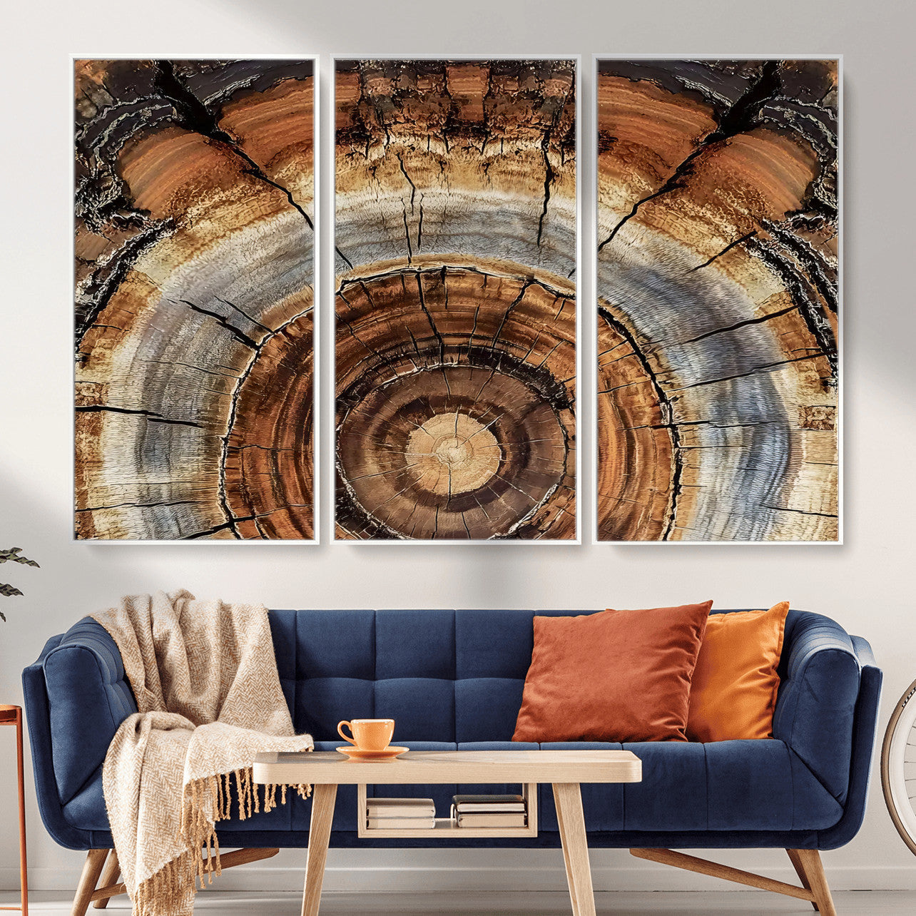 Tree Rings Wall Art Canvas Print – Rustic Wood Texture