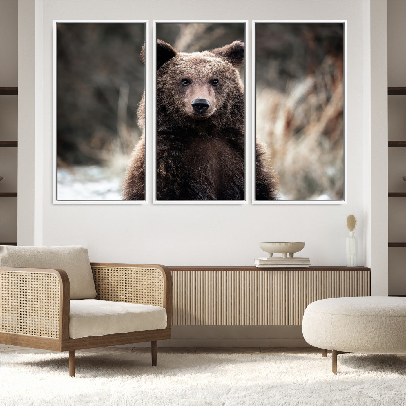 Brown Bear Wall Art Canvas Print – Framed Majestic Woodland