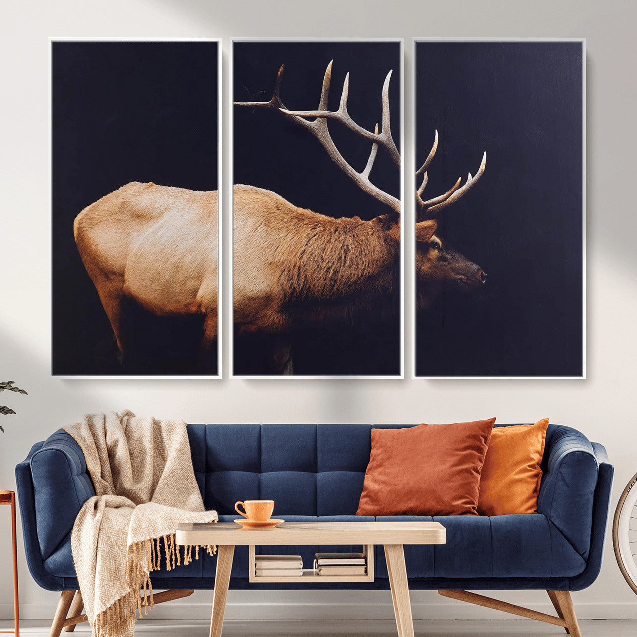 Rustic Elk Wall Art Canvas Print – Framed Moody Wildlife Art
