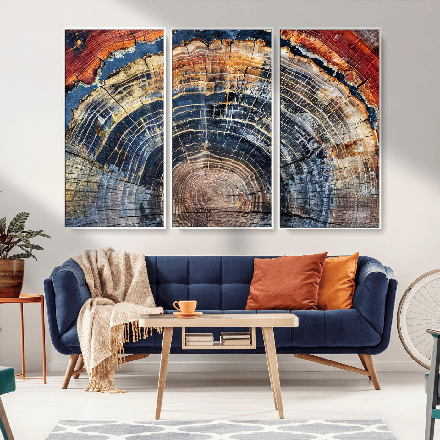 Tree Rings Wall Art Canvas Print – Framed Petrified Wood
