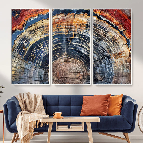 Tree Rings Wall Art Canvas Print – Framed Wood Art Picture