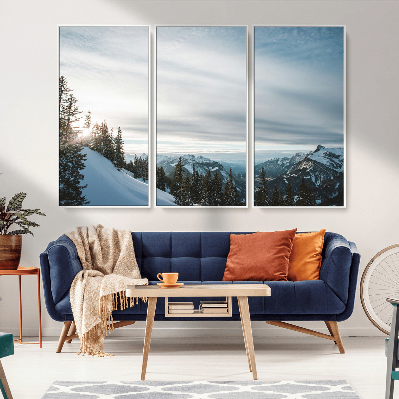 Snowy Mountains Wall Art Canvas Print – Framed Alpine