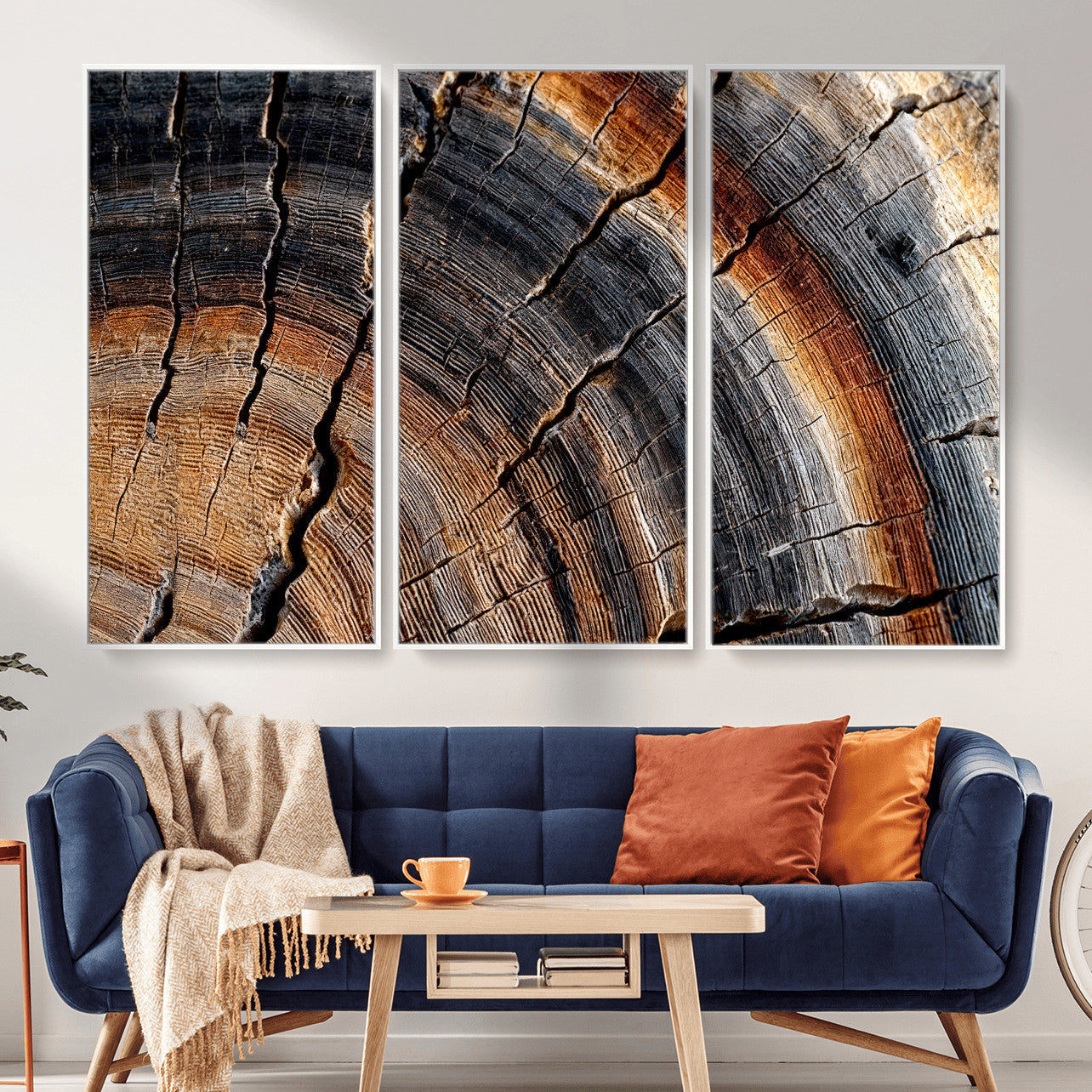 Abstract Tree Ring Wall Art Print – Natural Rustic Wood