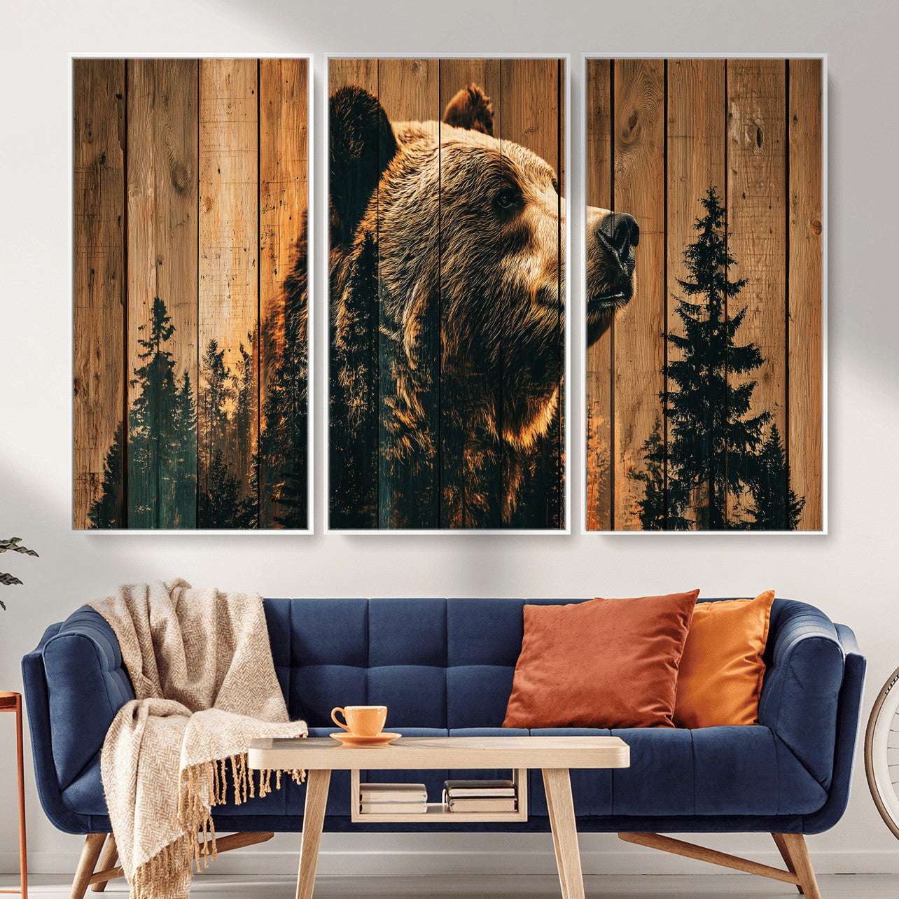 Rustic Bear Wall Art Canvas Print – Woodland Wildlife
