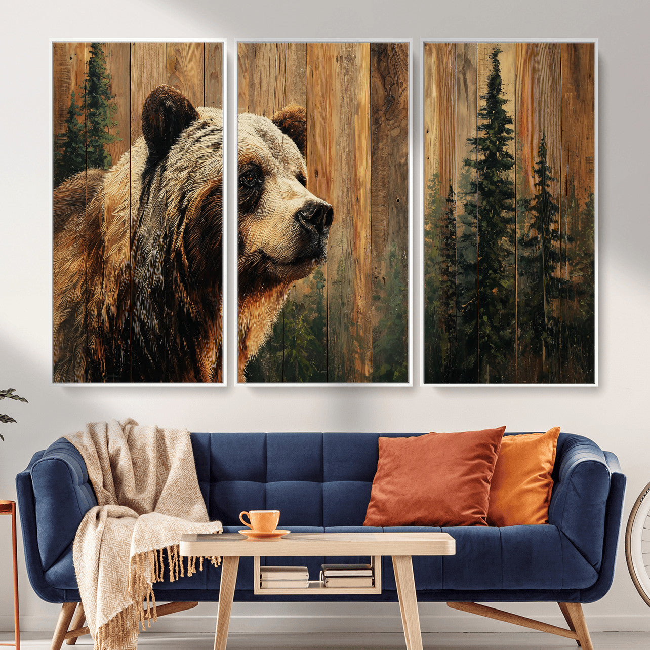 Grizzly Bear Wall Art Canvas Print, Rustic Wildlife Bear