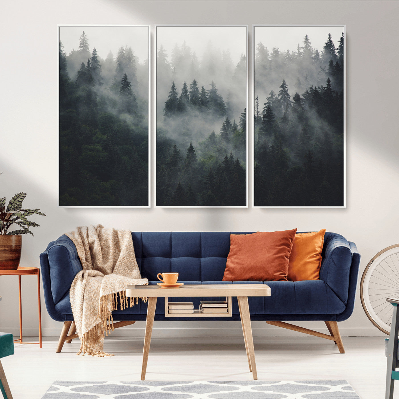 Nature Wall Decor - Serene Triptych Nature Print – Woodland