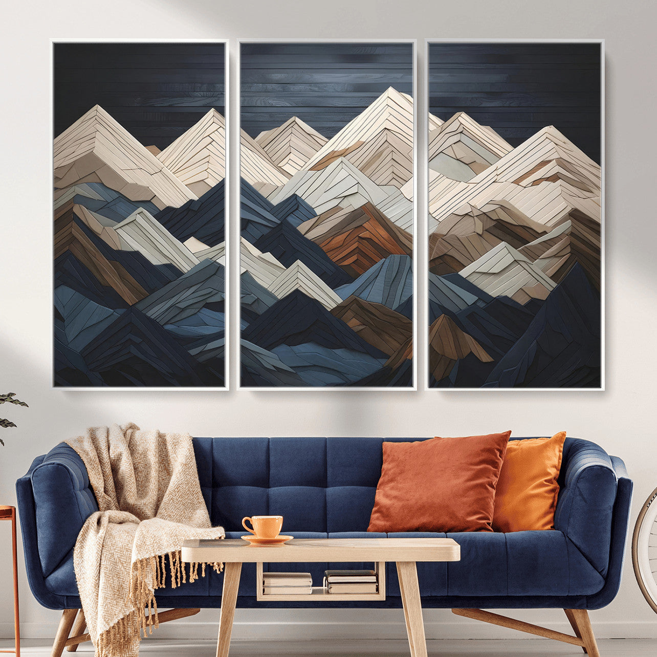 Wood Mountain Wall Art | Mountain Canvas Print Wood Decor |