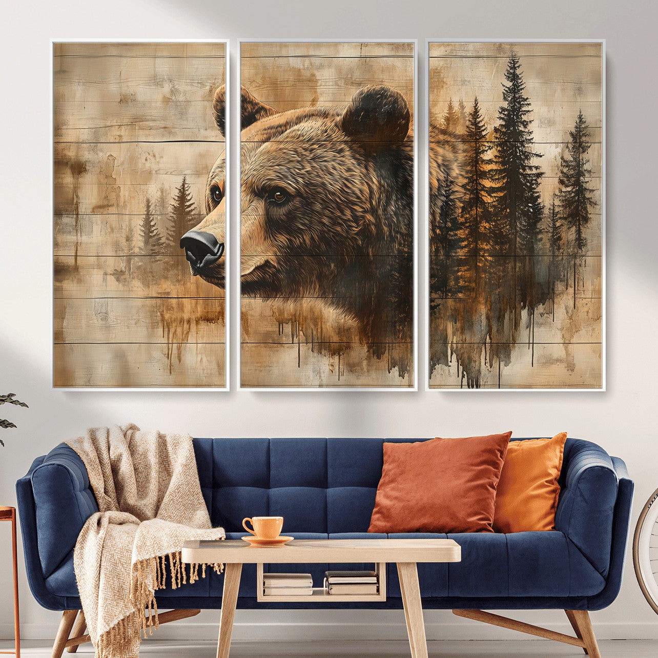 Rustic Grizzly Bear Wall Art, Abstract Grizzly 399 Bear Wall