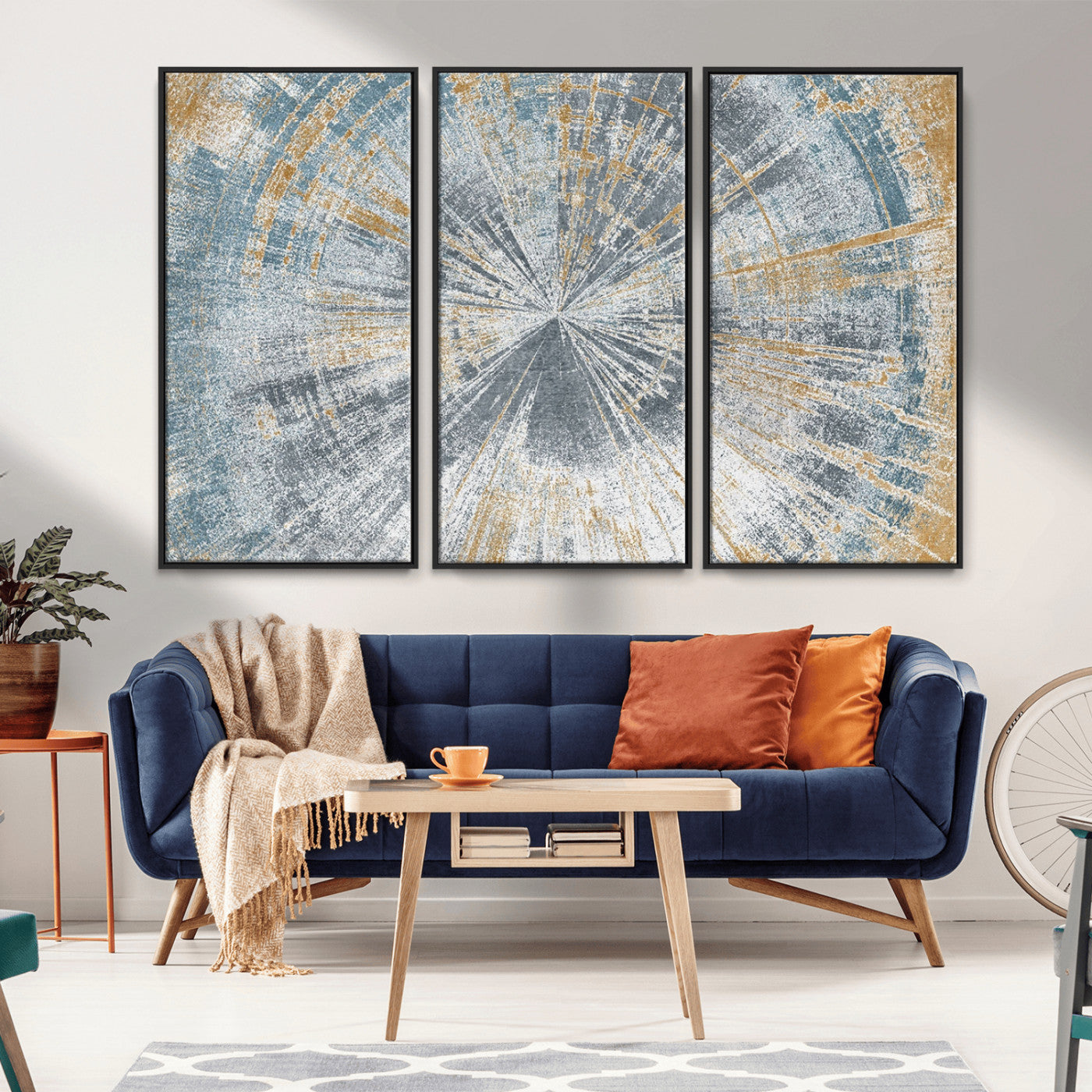 Radiant Abstract Wood Rings Canvas Art – Modern Triptych