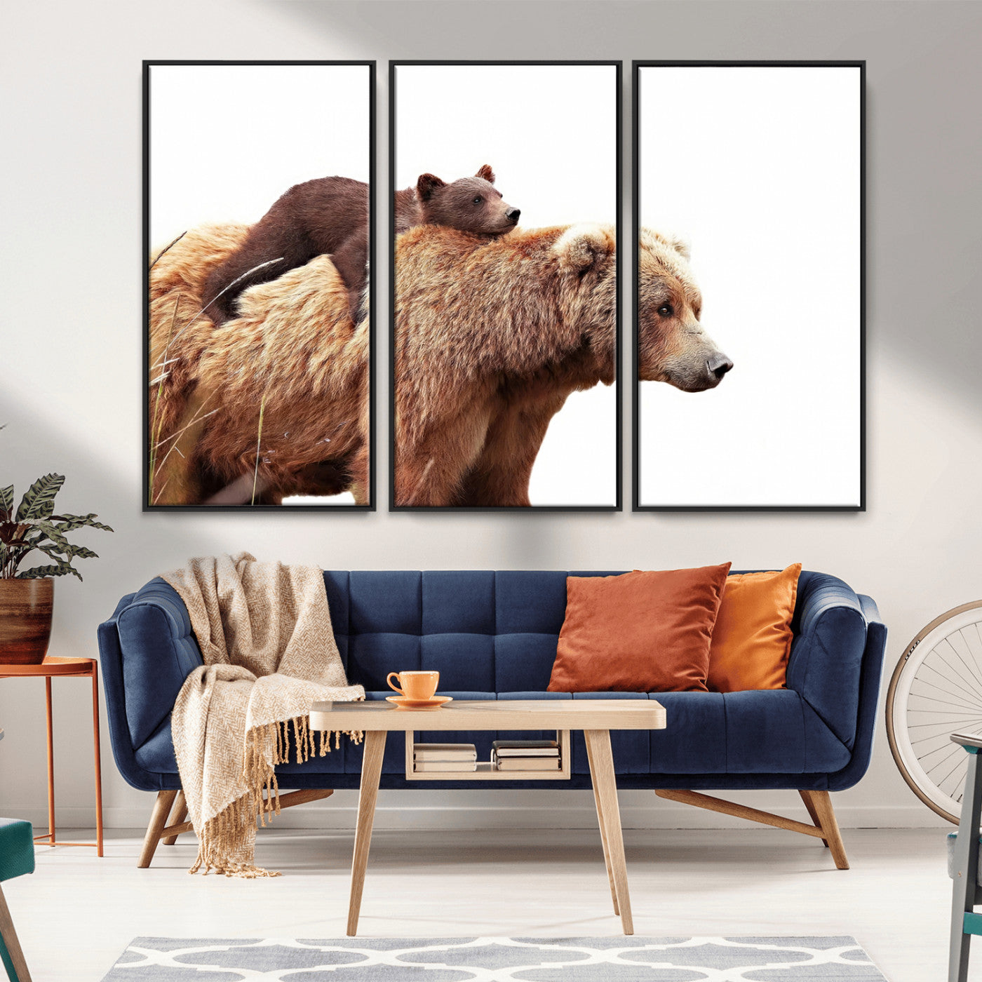 Mother and Baby Bear Canvas Wall Art - Adorable Wildlife