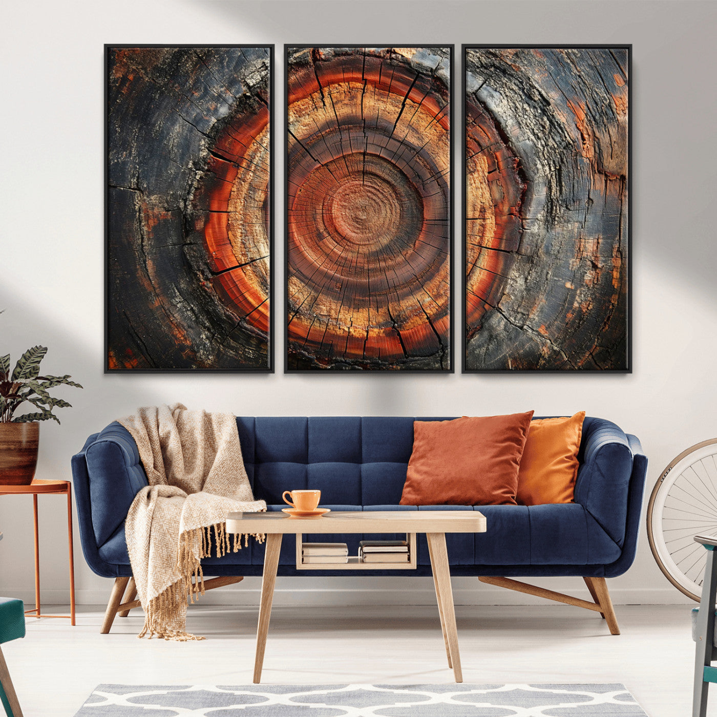 Wood Grain Canvas Wall Art - Framed Abstract Tree Ring