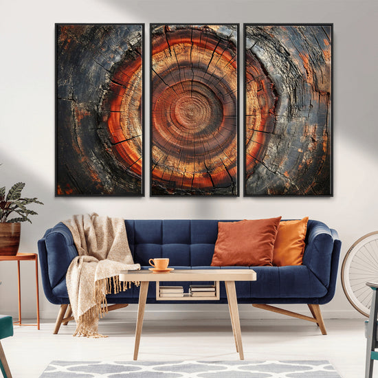 Wood Grain Canvas Wall Art - Framed Abstract Tree Ring