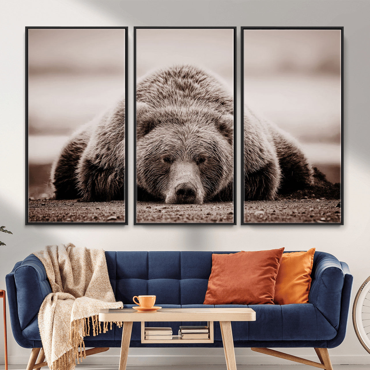 Grizzly Bear Wall Art Print - Bear Canvas Wall Art - Rustic