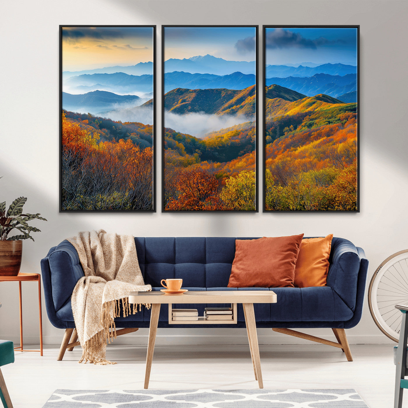 Autumn Mountains Wall Art, Vibrant Fall Foliage Landscape