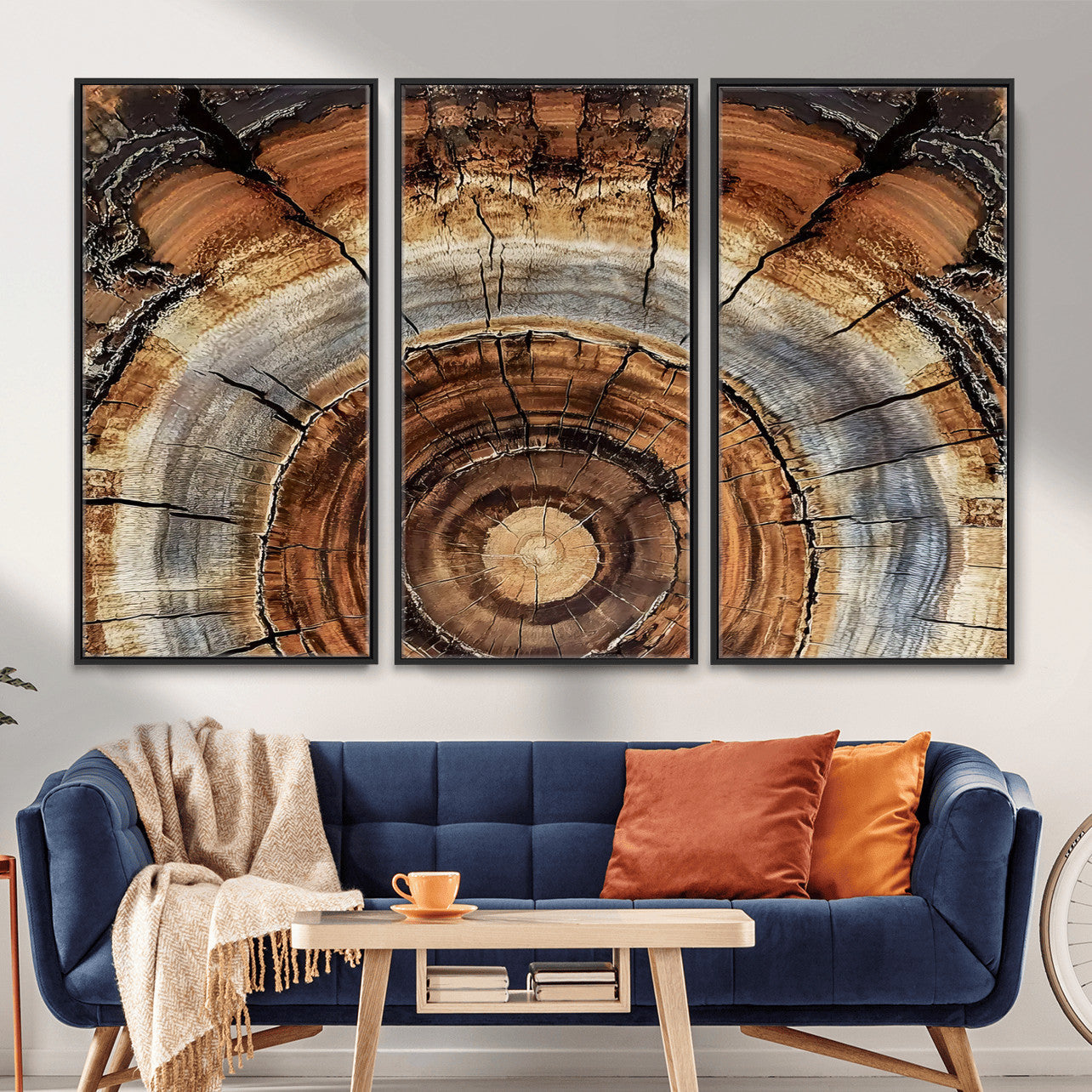 Tree Rings Wall Art Canvas Print – Rustic Wood Texture