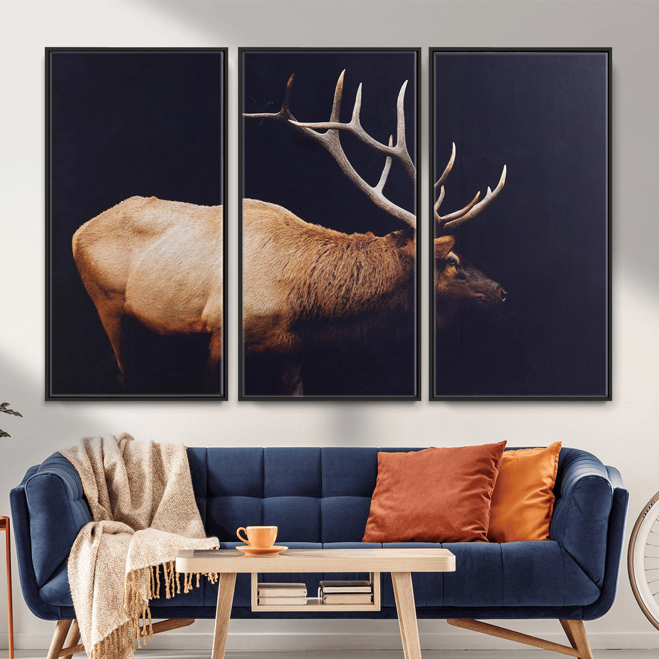 Rustic Elk Wall Art Canvas Print – Framed Moody Wildlife Art
