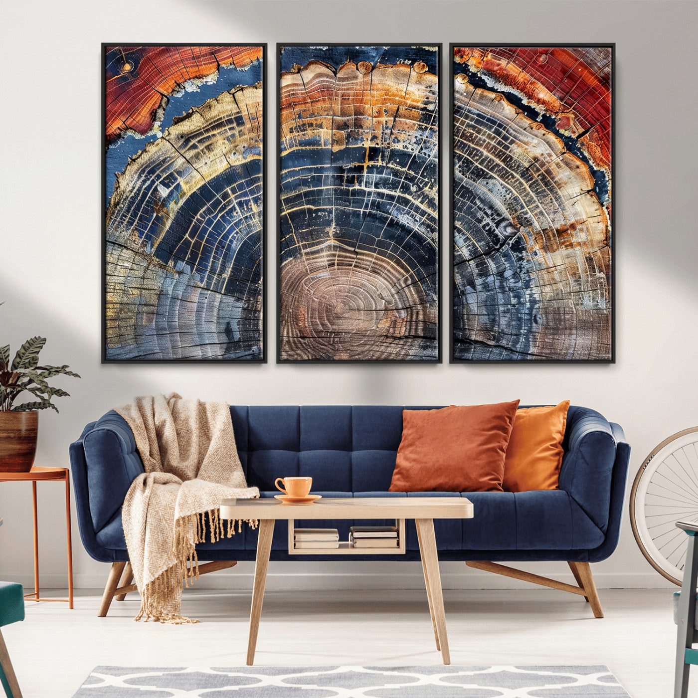 Tree Rings Wall Art Canvas Print – Framed Petrified Wood