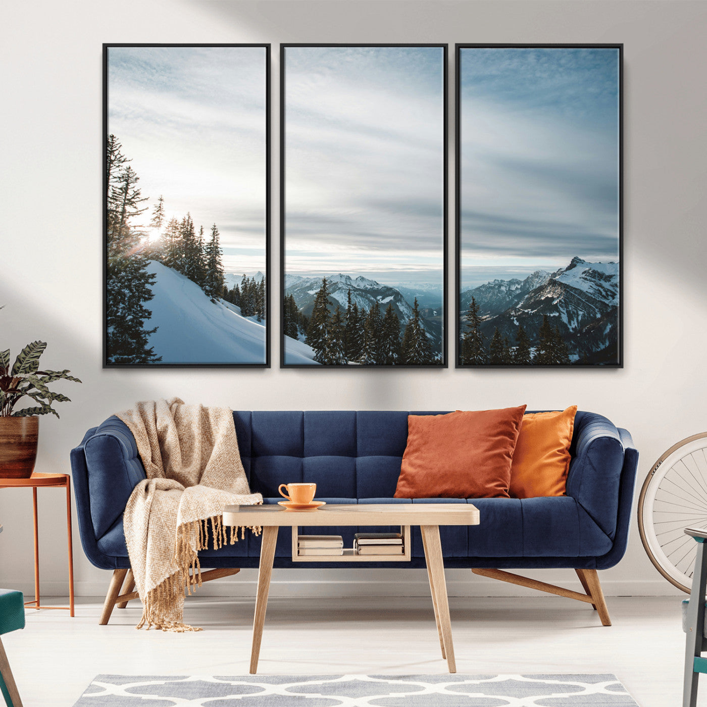 Snowy Mountains Wall Art Canvas Print – Framed Alpine