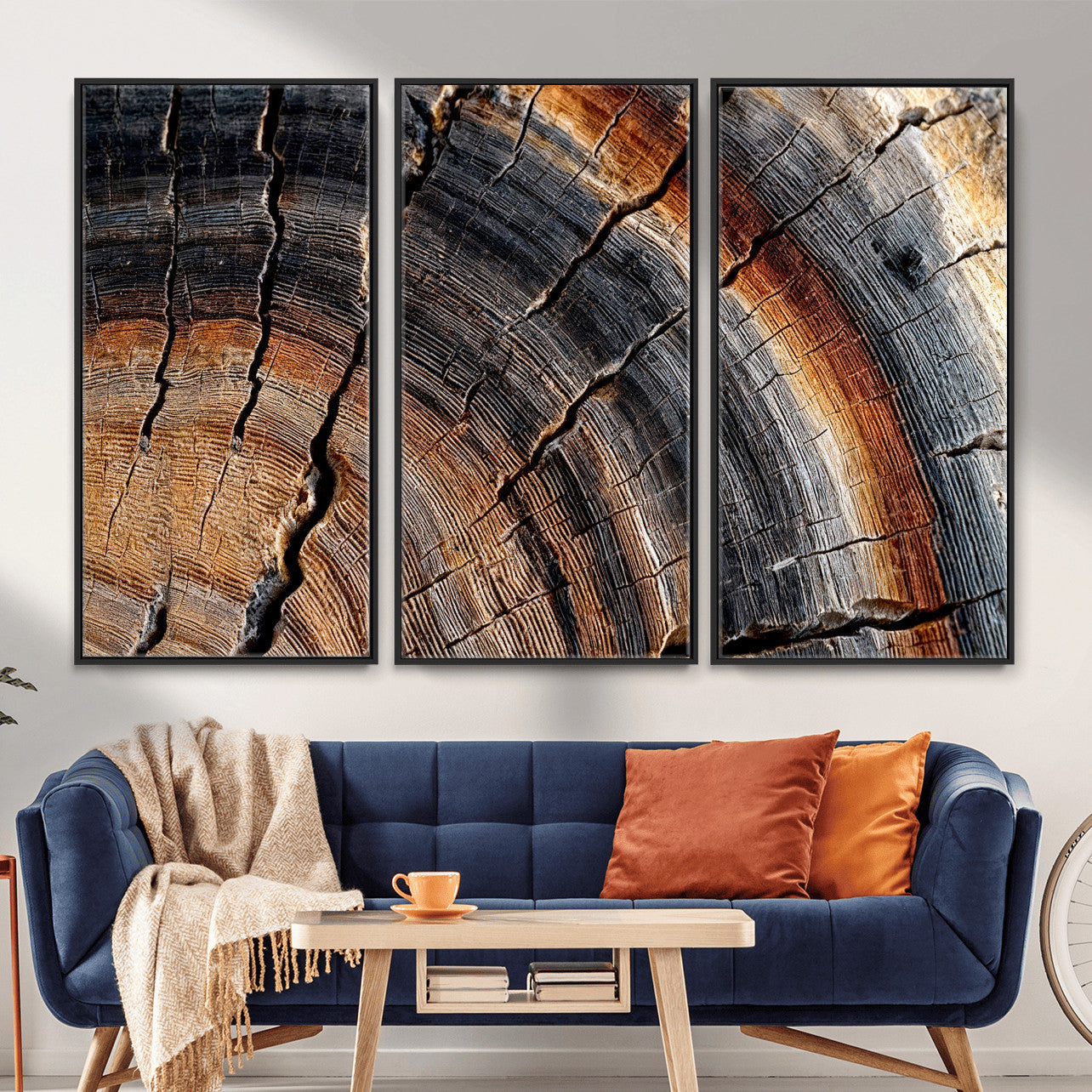 Abstract Tree Ring Wall Art Print – Natural Rustic Wood