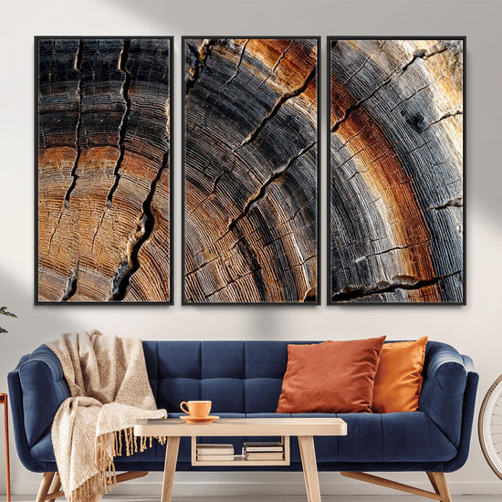Abstract Tree Ring Wall Art Print – Natural Rustic Wood