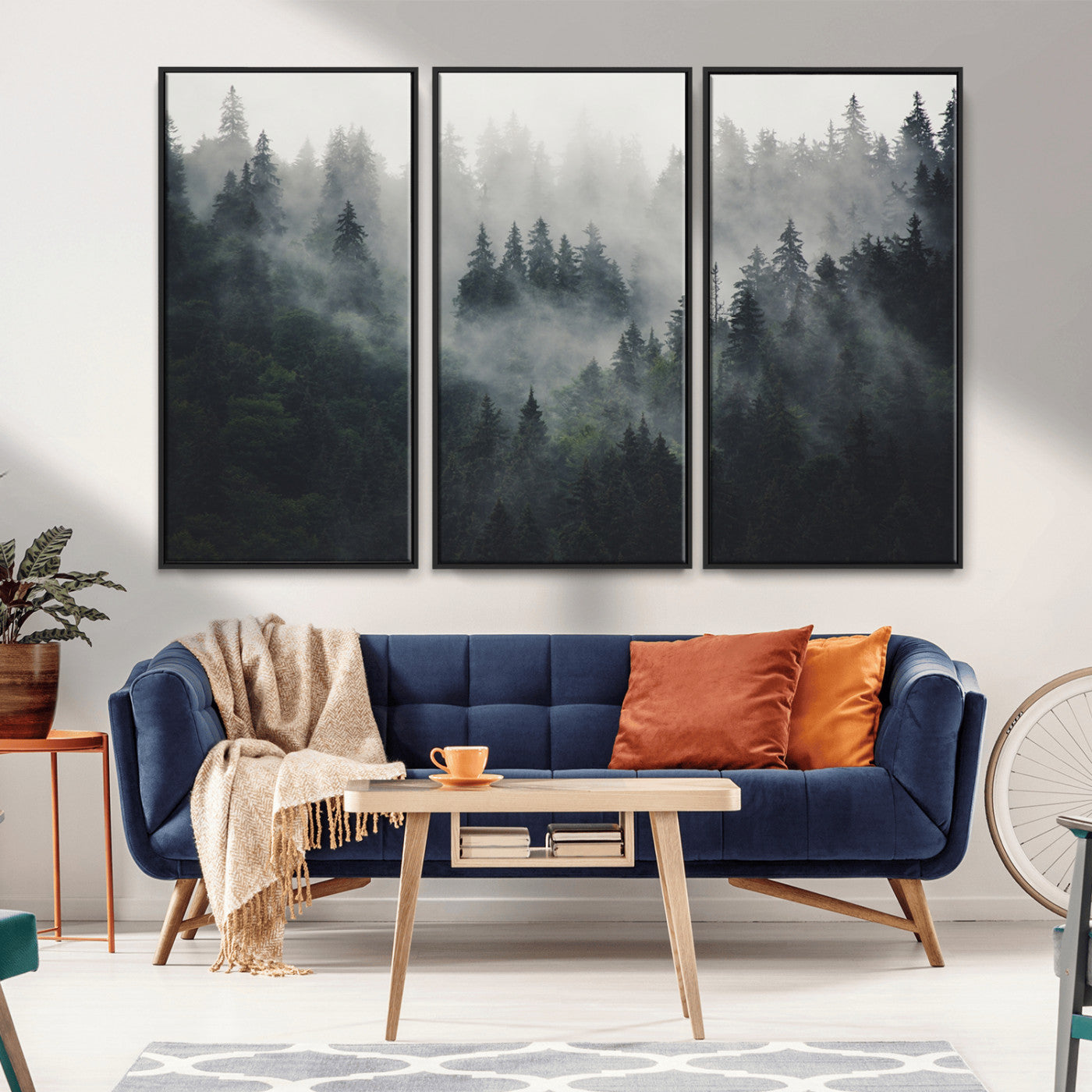 Nature Wall Decor - Serene Triptych Nature Print – Woodland