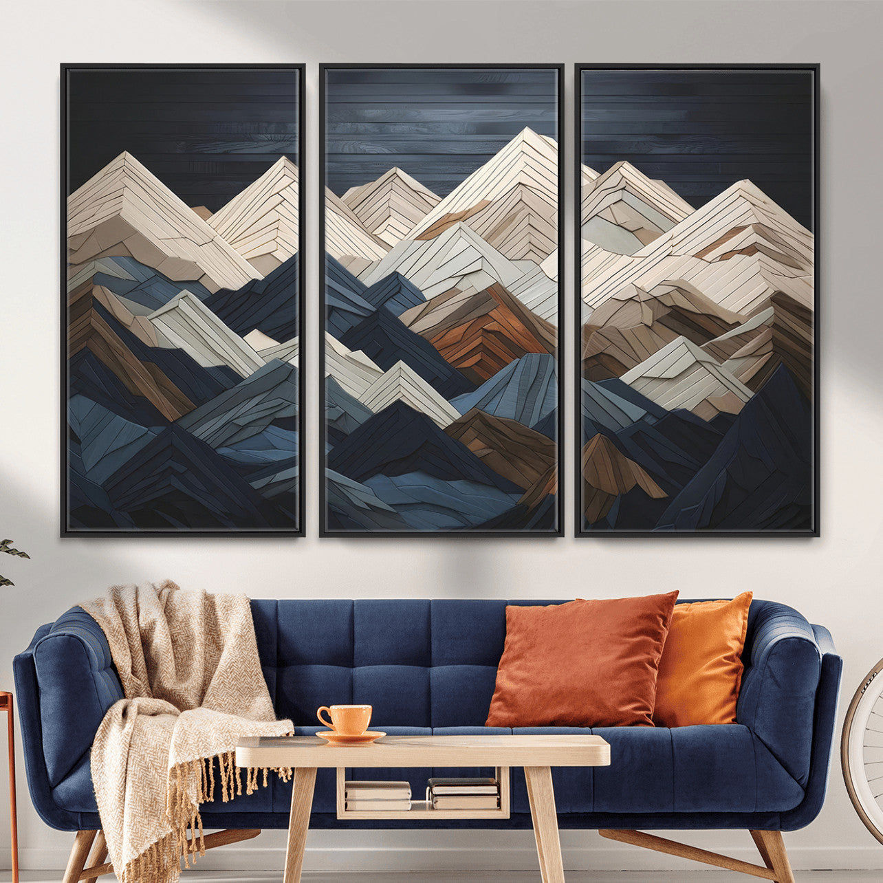 Wood Mountain Wall Art | Mountain Canvas Print Wood Decor |