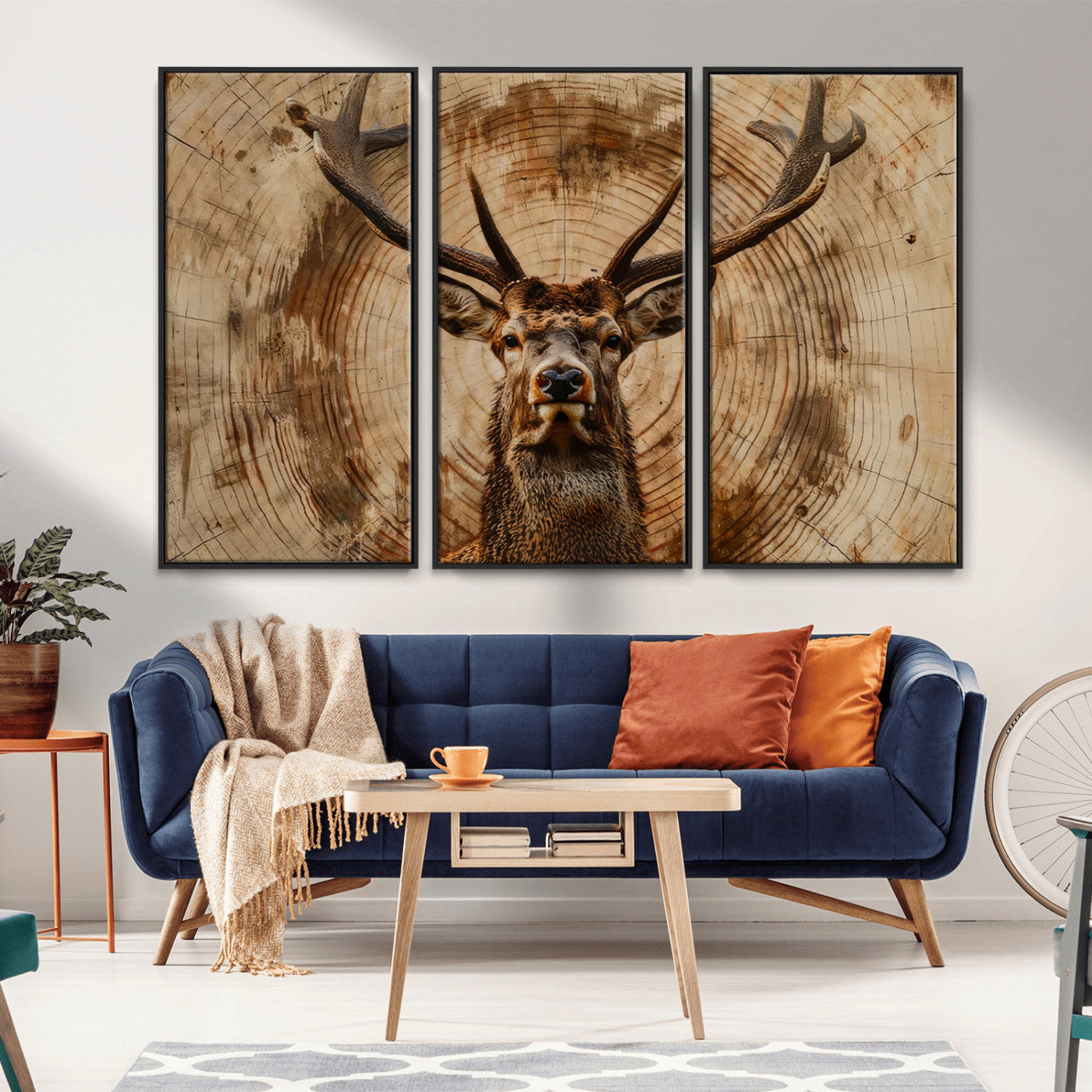 Wood Abstract Deer Wall Art | Rustic Wildlife Canvas Print |