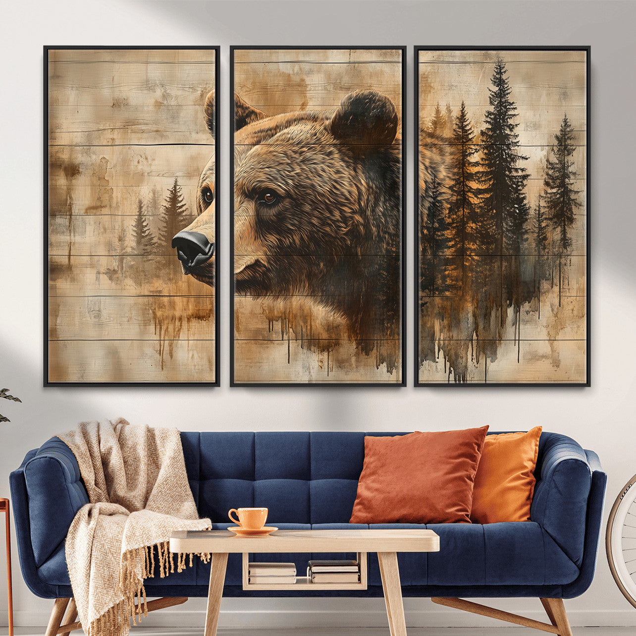 Rustic Grizzly Bear Wall Art, Abstract Grizzly 399 Bear Wall