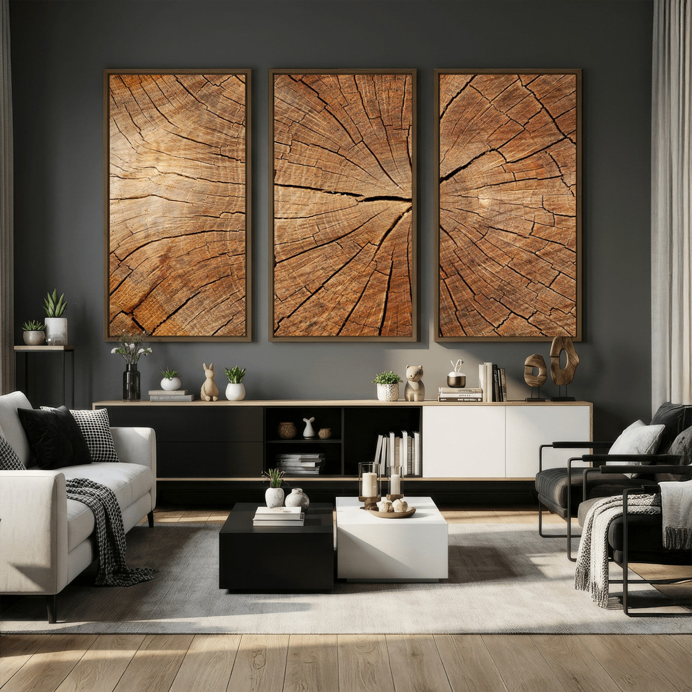 Tree Ring Canvas Art, Rustic Wood Grain Wall Art, Tree Slice