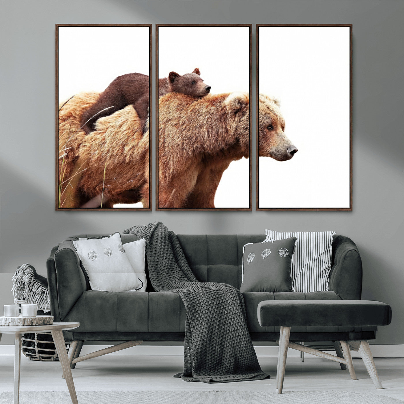 Mother and Baby Bear Canvas Wall Art - Adorable Wildlife