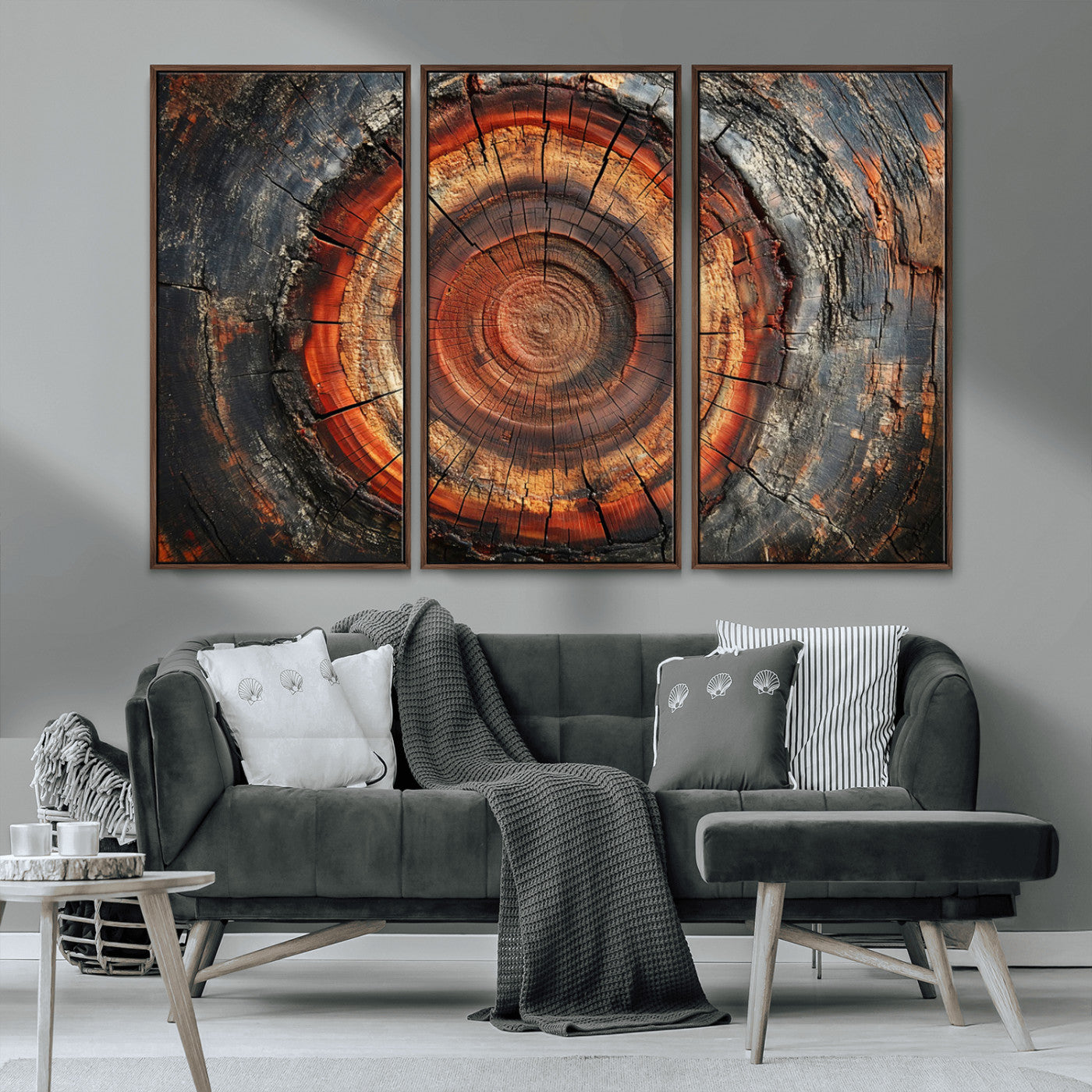 Wood Grain Canvas Wall Art - Framed Abstract Tree Ring