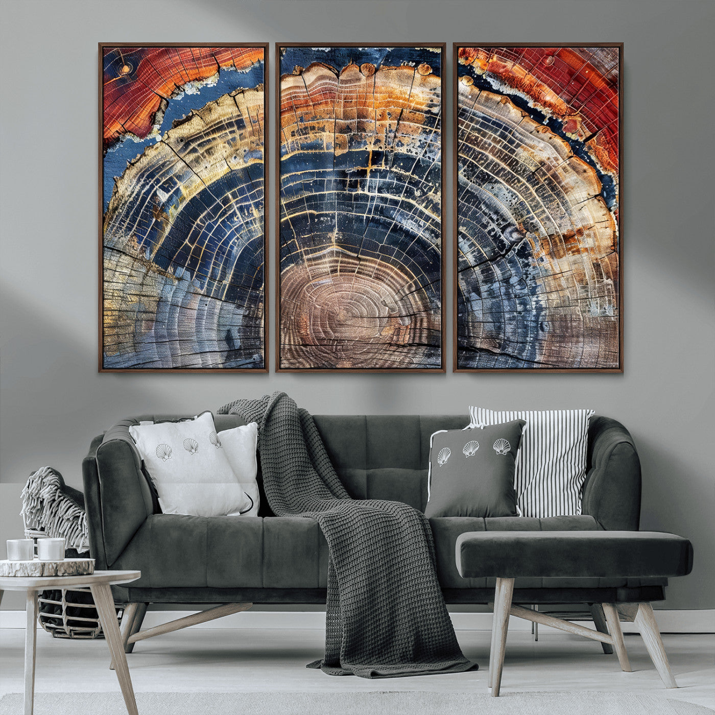 Tree Rings Wall Art Canvas Print – Framed Petrified Wood