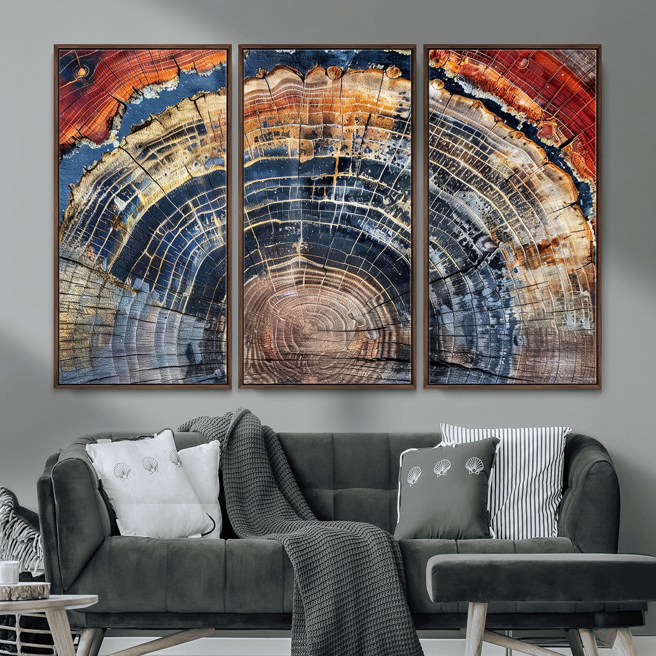 Tree Rings Wall Art Canvas Print – Framed Wood Art Picture