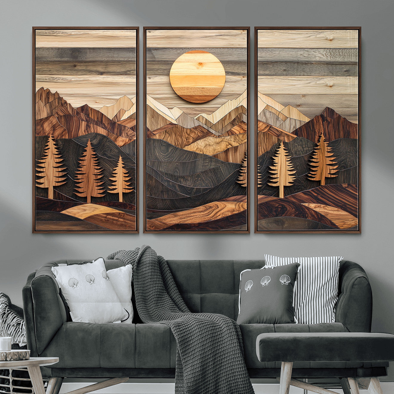 Wood Mountain Wall Art Canvas Print – Layered Forest and