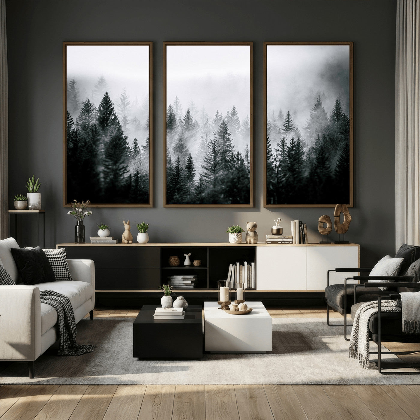 Foggy Forest Wall Art Canvas Print – Mountain Woodland