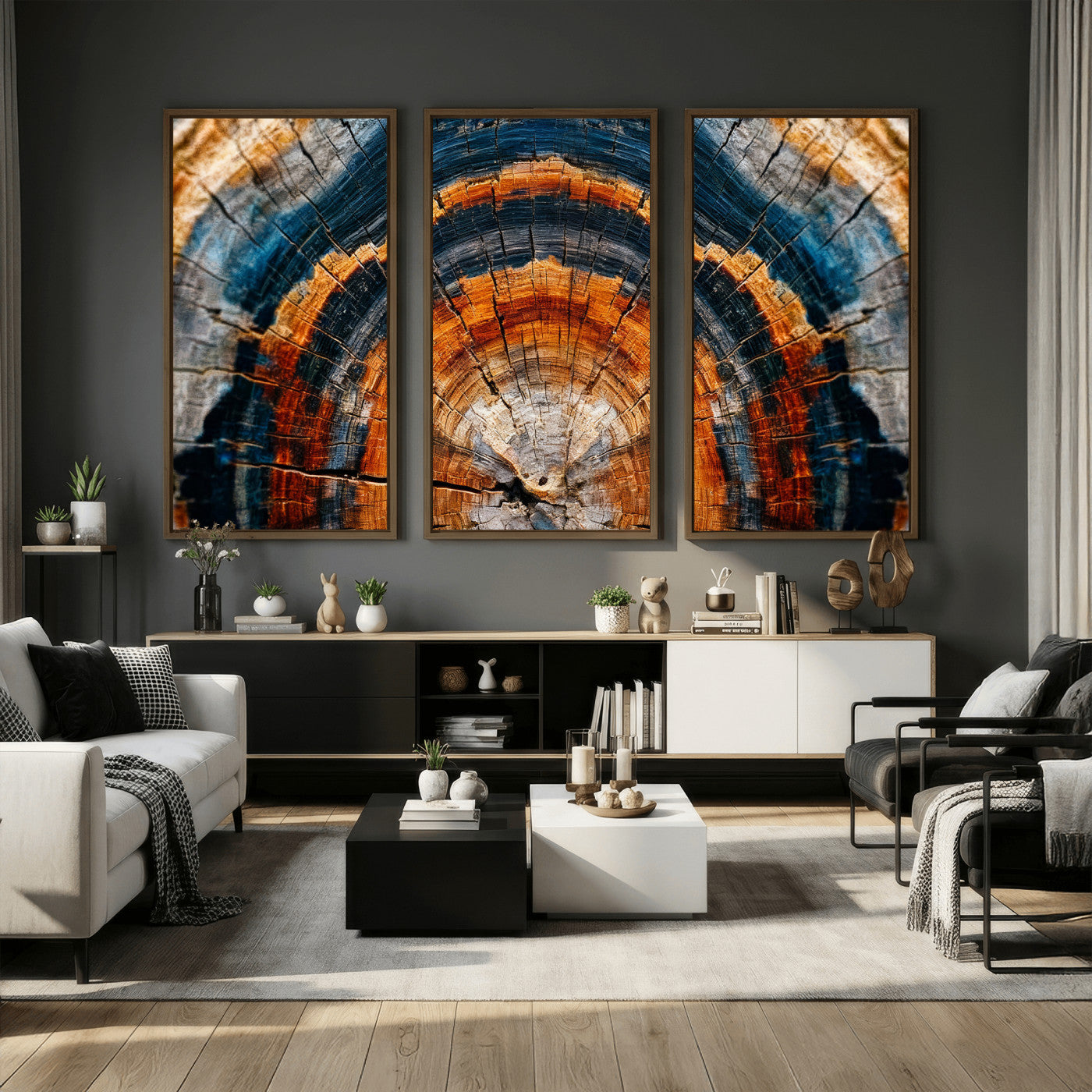 Abstract Wood Grain Canvas Print, Tree Ring Pattern Wall
