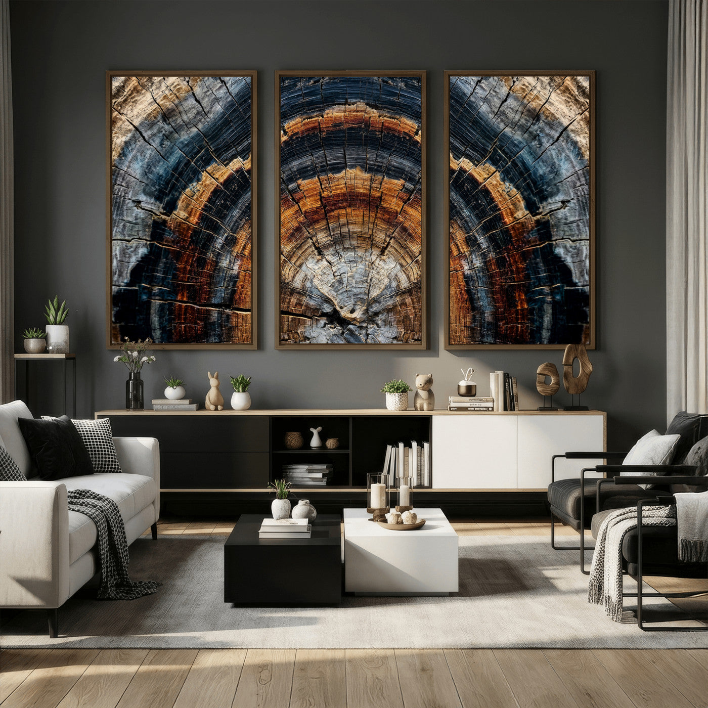 Abstract Wood Grain Canvas Print, Tree Ring Pattern Wall