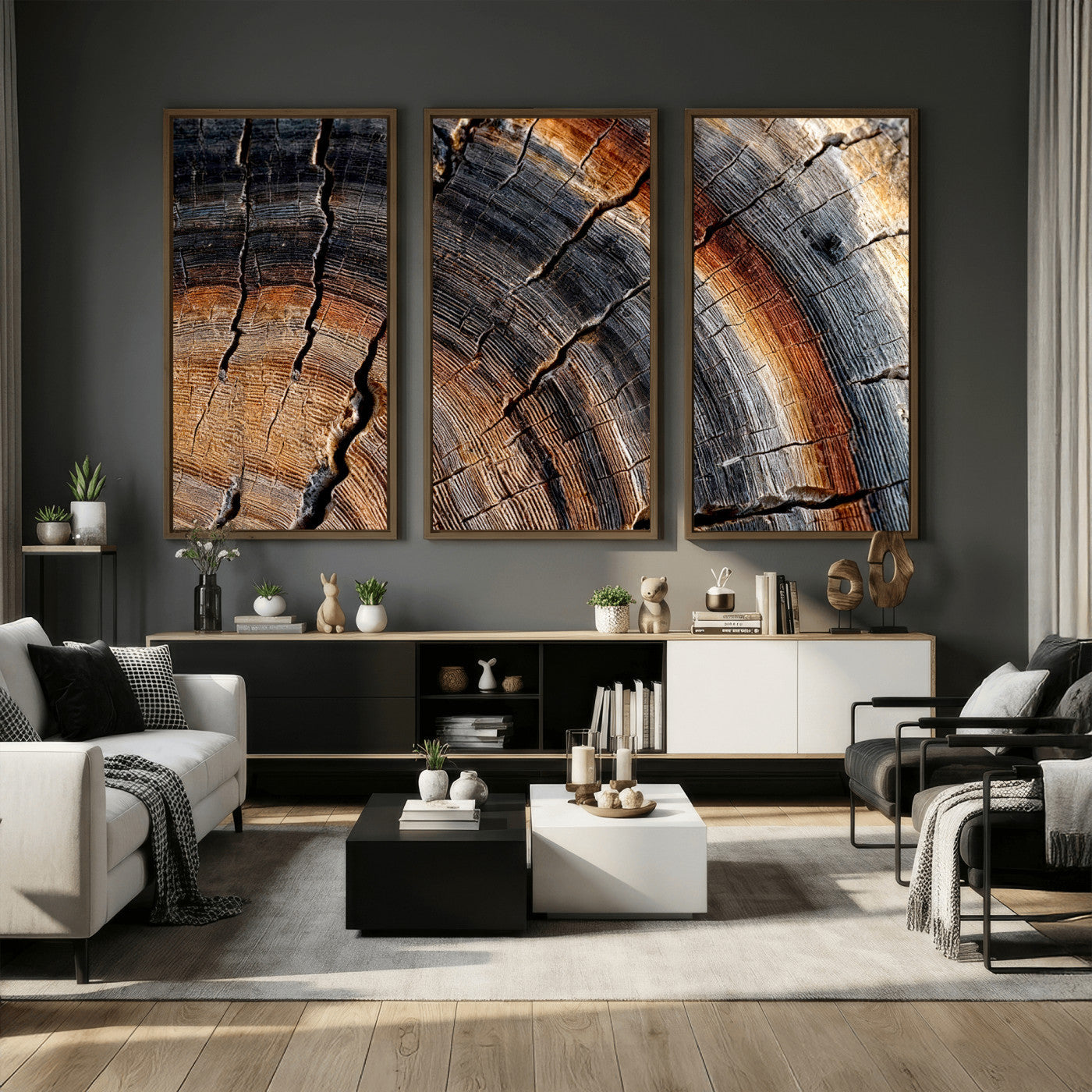 Abstract Tree Ring Wall Art Print – Natural Rustic Wood