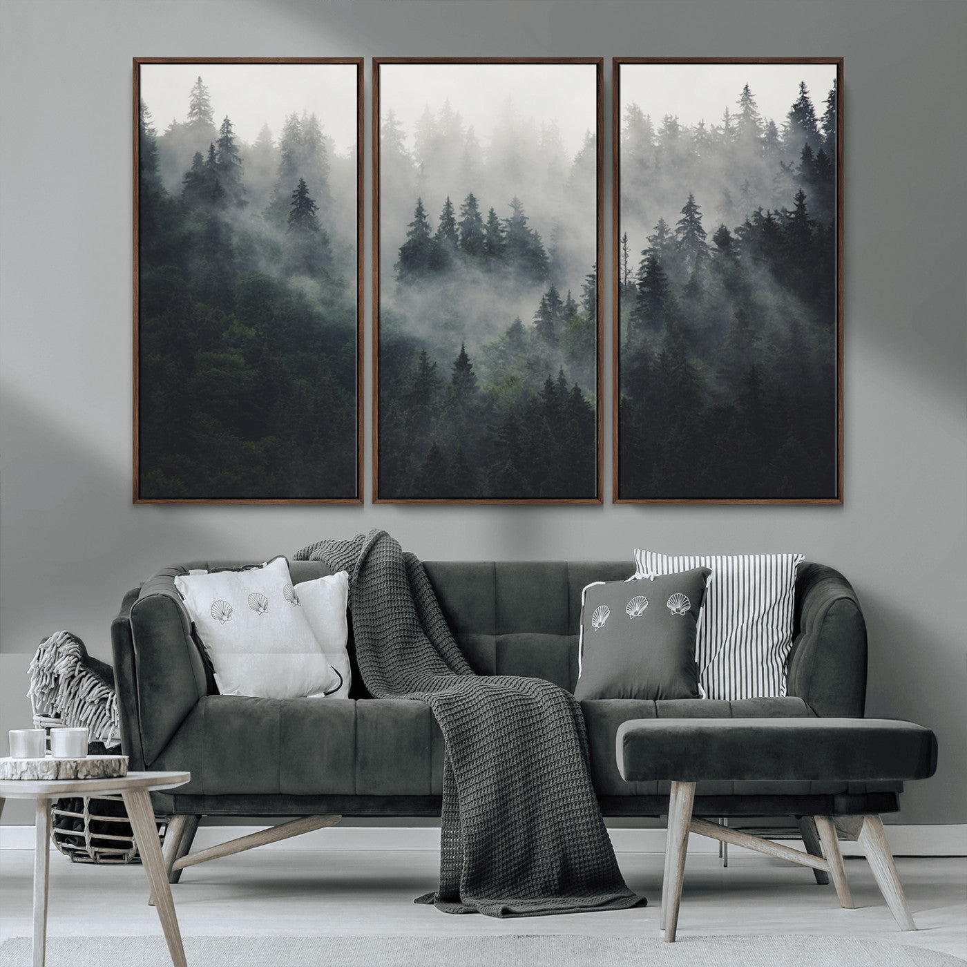 Nature Wall Decor - Serene Triptych Nature Print – Woodland