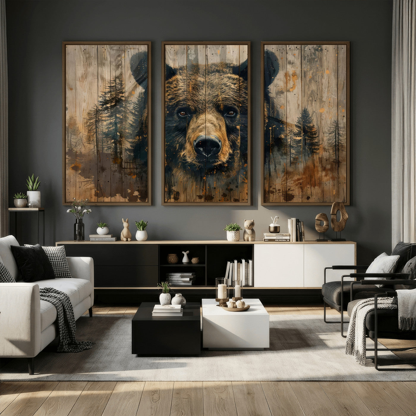 Abstract 399 Bear Wall Art | Rustic Cabin Wall Decor with