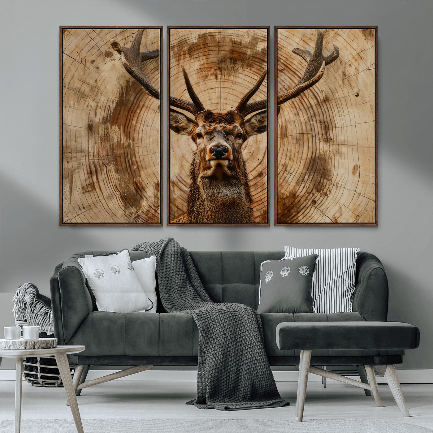 Wood Abstract Deer Wall Art | Rustic Wildlife Canvas Print |